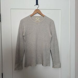 Beams Waffle Sweater Sz M Ivory Long Sleeve 100% Cotton Stretch Made In Japan